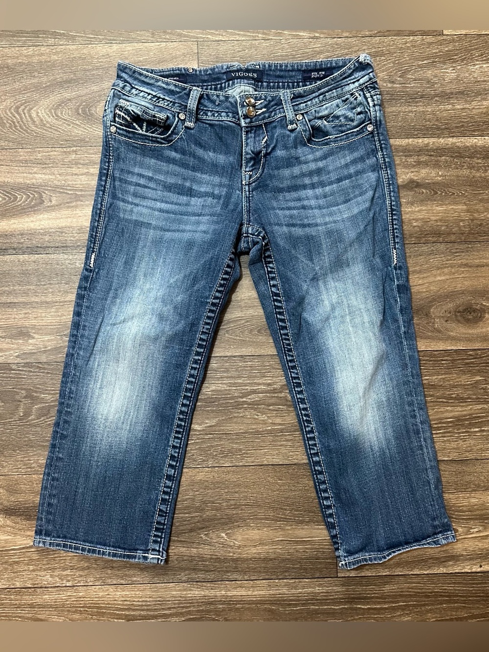 Vigoss the Chelsea capri denim pants embroidered pocket Sz 9/10 2000s Y2K